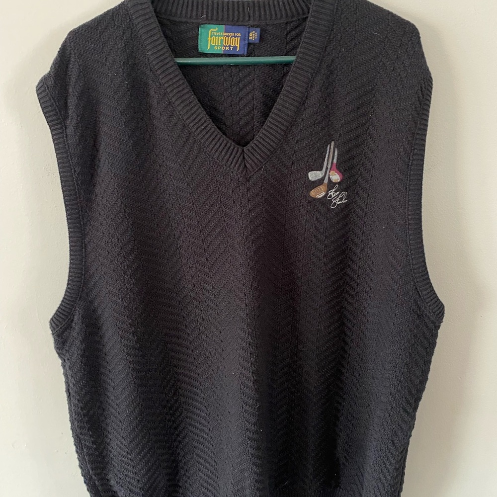 Fairway Sport Steve Stricker embroidered‎ Black Knit golf vest XXL